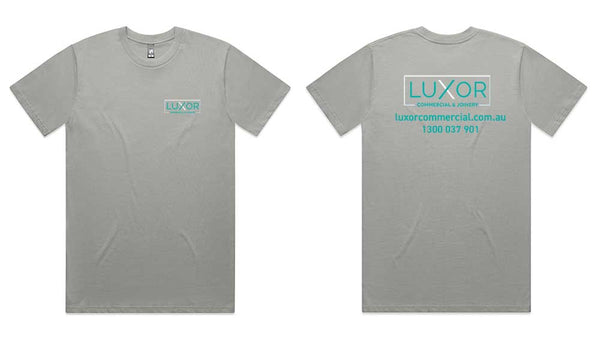 Men's Classic Tee....Embroidered Luxor Logo L/C and 2 col Print Back Back....AS/Emb/DMH