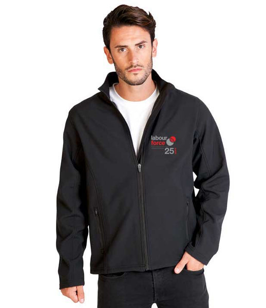 Mens Tempest Soft Shell Jacket....Embroidered Labourforce 25yr Logo L/C, Name R/C...Ram/Emb