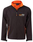 JK15 Soft Shell Jacket Black/Orange…. Emb Cartek Logo L/C & Back….Shi/JSE