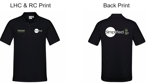 P815MS Mens Aero Short Sleeve Polo….with Printed Simplified Logo L/C & Back & RC Name "Warren 25 Year Experience"….FB/BJM