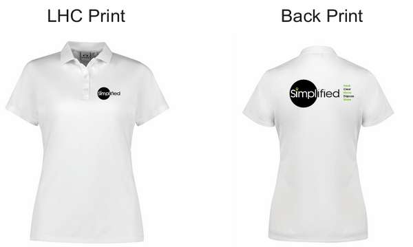 P206LS Womens Action Short Sleeve Polo….with Printed Simplified Logo L/C & Back….FB/BJM