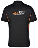 PS79 Polo Black/Orange Polo…Emb Cartek Logo L/C & Back….Shi/JSE