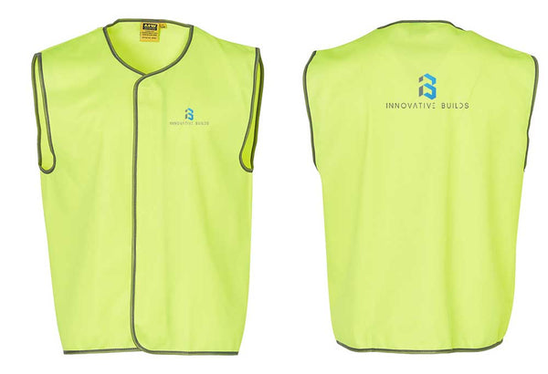 Hi Vis Safety Vest Y/N....Transfer Innovative Logo L/C & A4 Back....PTs/Emb