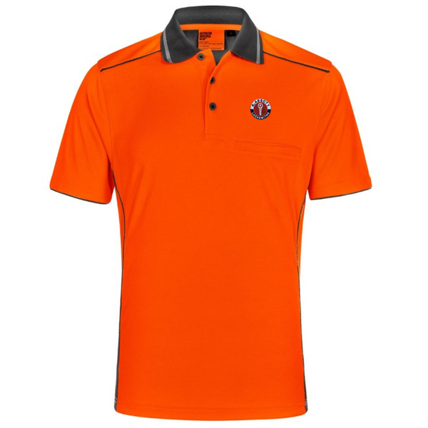 SW79 Unisex Hi-Vis Bamboo Charcoal Vented Ss Polo……with Emb LC AAbott Locksmiths Logo….Shi/JSE