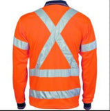 HiVis D/N Cool Breathe Polo Shirt with Cross Back R/Tape - Long Sleeve....Embroidered DJD Logo L/C....CU/Emb