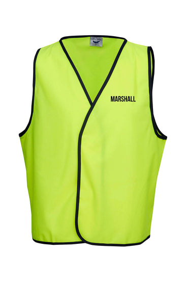 Yellow Safety Vest XS-5XL....Vinyl Transfer MARSHALL L/C and 2 Col Print Oscar Logo Back....PTs/DMH/BJM