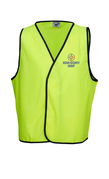 Yellow Safety Vest XS-5XL....2 Col Print Oscar Logo L/C and 2 Col Print Oscar Logo Back....PTs/DMH
